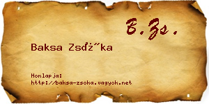 Baksa Zsóka névjegykártya